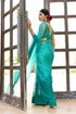 MULMUL TEAL ORCHID CHIFFON SAREE MULMUL TEAL ORCHID CHIFFON SAREE
